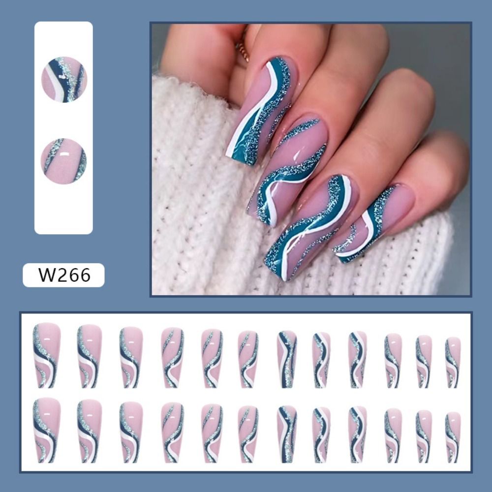 Long Coffin False Nails - Orchid Unique