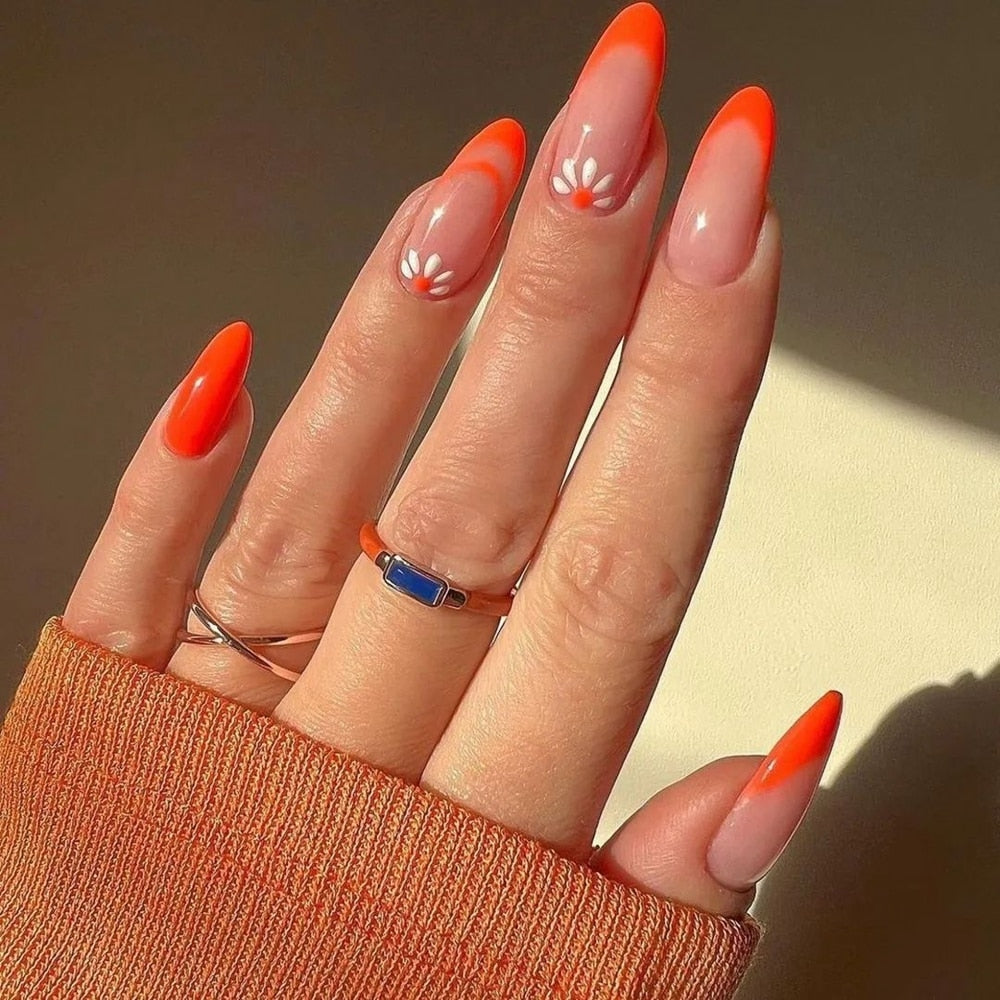 Almond Round Wavy False Nails - Orchid Unique