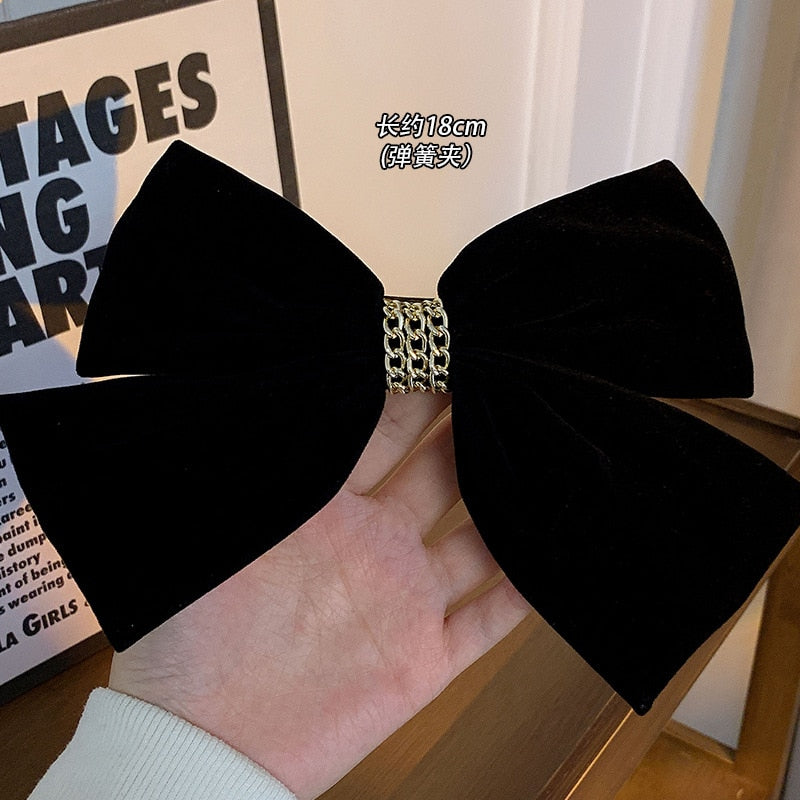 New Black Velvet Bow Hair Pins Elegant Fabric Alloy Roses Hair Clips for Women Fashion ponytail Barrette Heawear Accessories - Orchid Unique