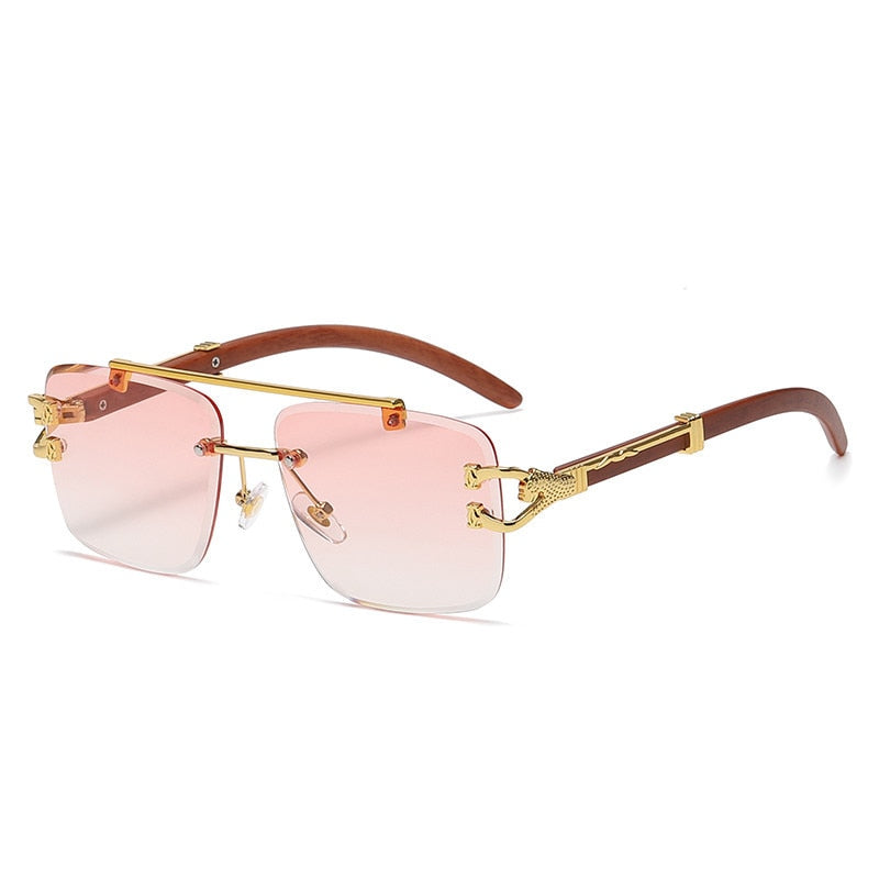 Retro Wood Printing Square Sunglasses - Orchid Unique
