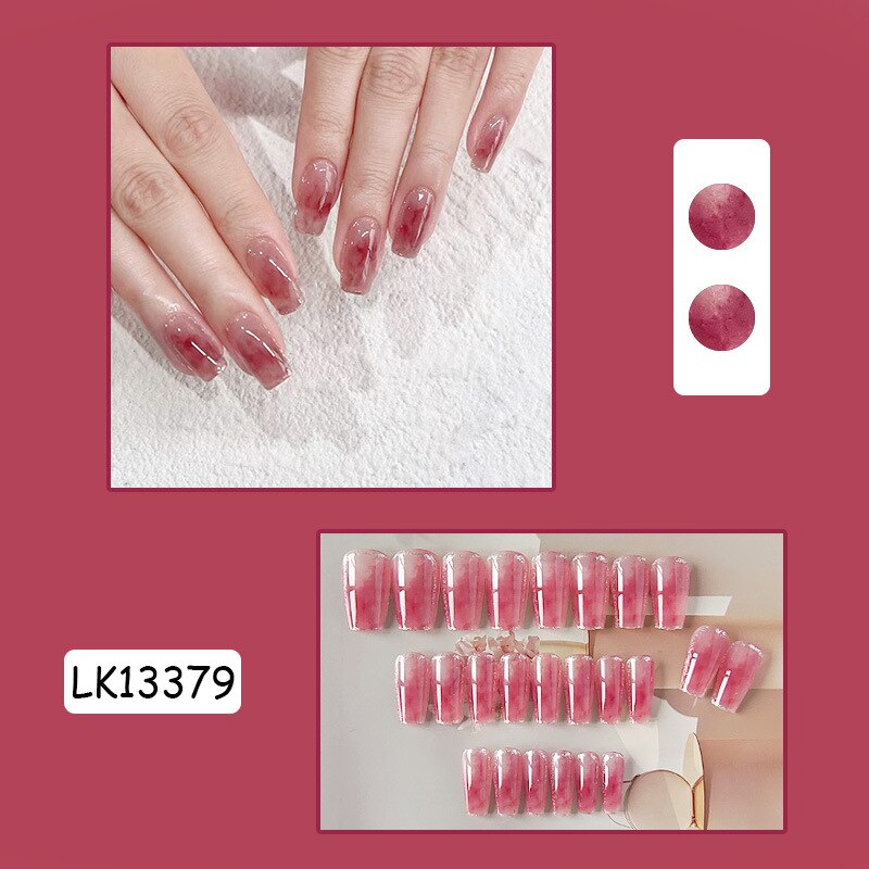 Short Reusable Fake Nails Press on - Orchid Unique