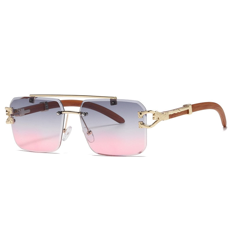Retro Wood Printing Square Sunglasses - Orchid Unique
