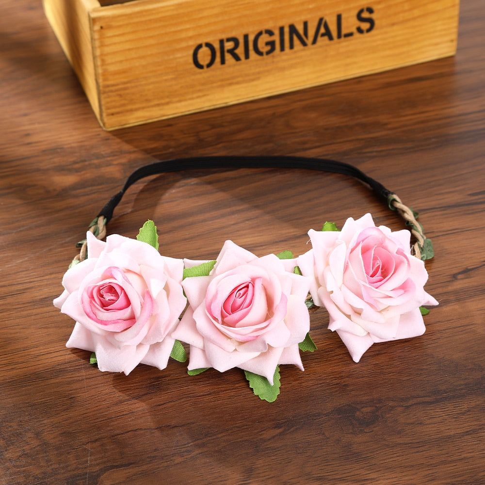 Haimeikang Colorful Flower Headband Fabric Princess Headdresses Girls Bride Headband Women Beach Wedding Hair Accessories - Orchid Unique