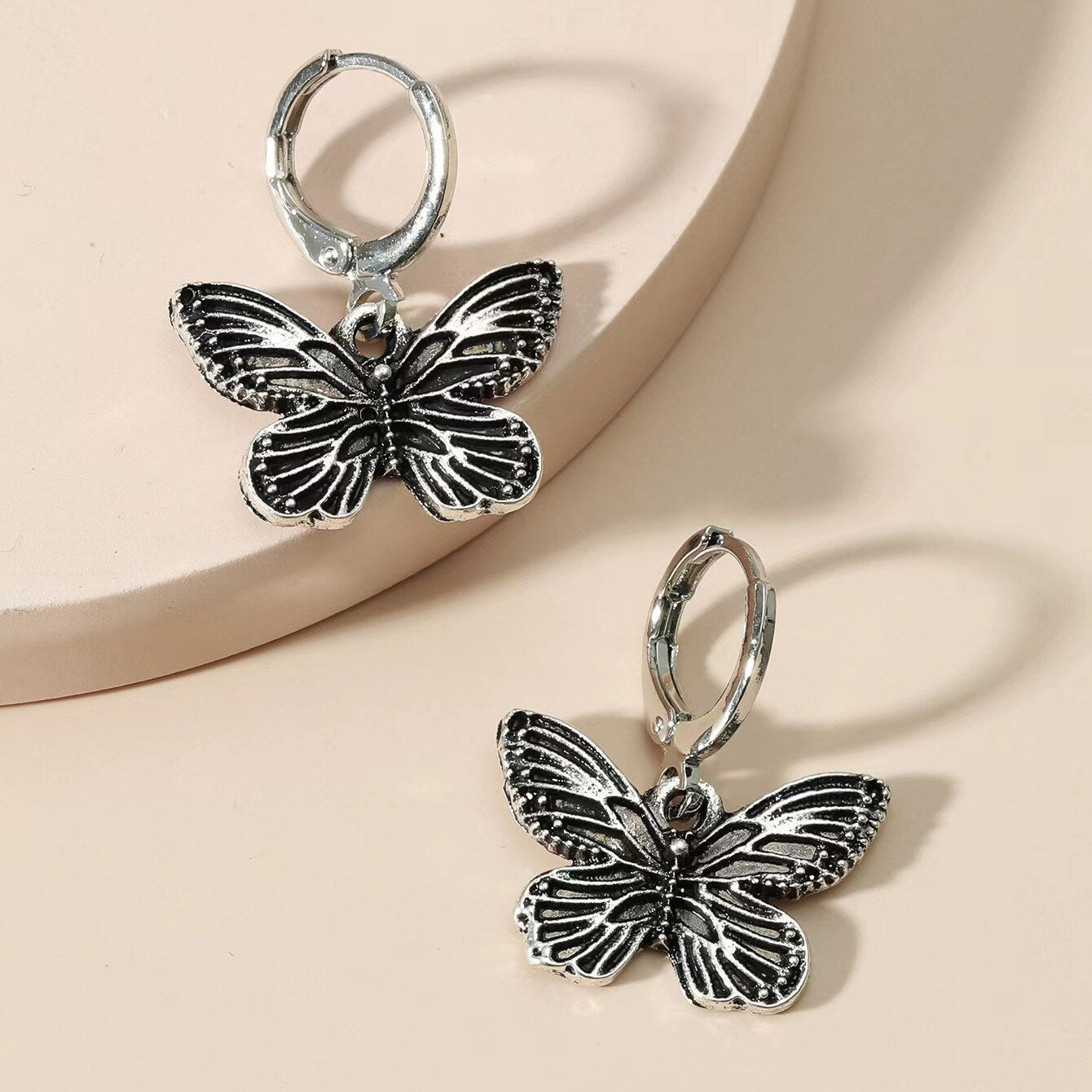 Double Butterfly Necklace Pendant Set - Orchid Unique