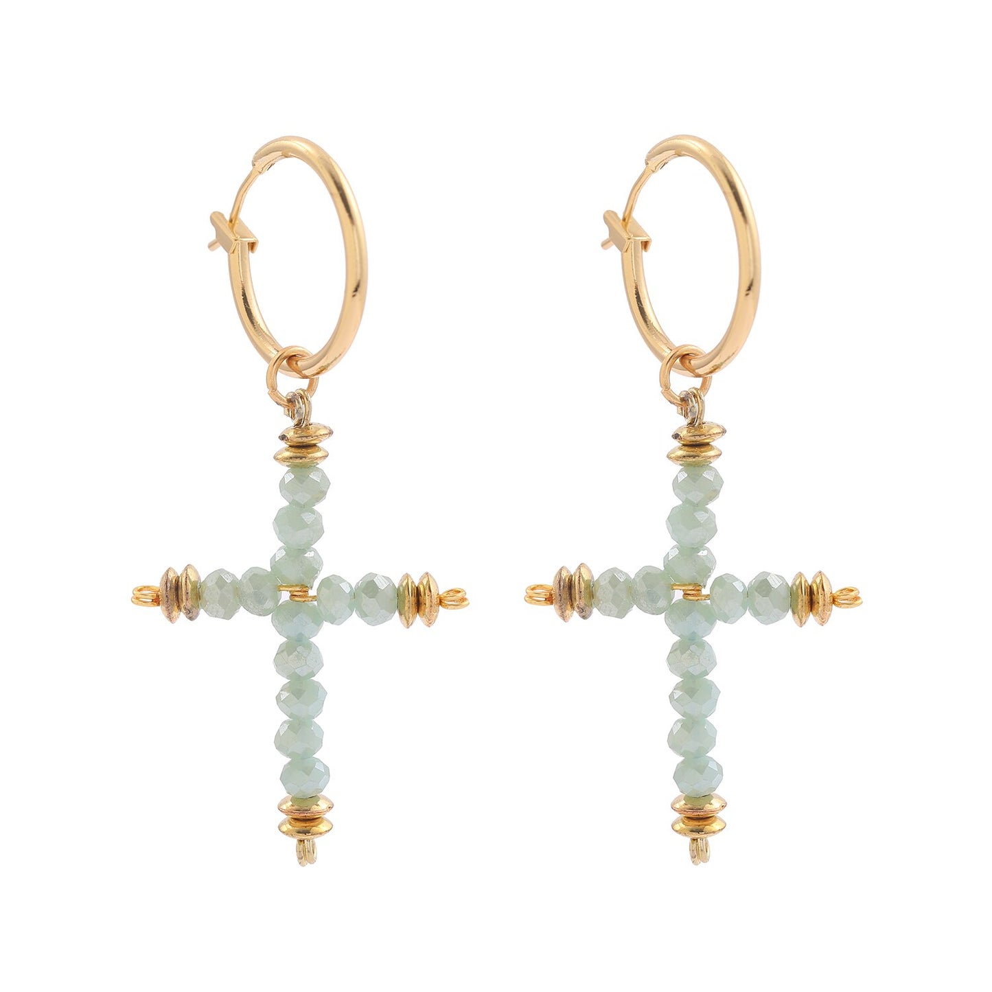 Bohemian Natural Stone Beads Hoop Earrings - Orchid Unique