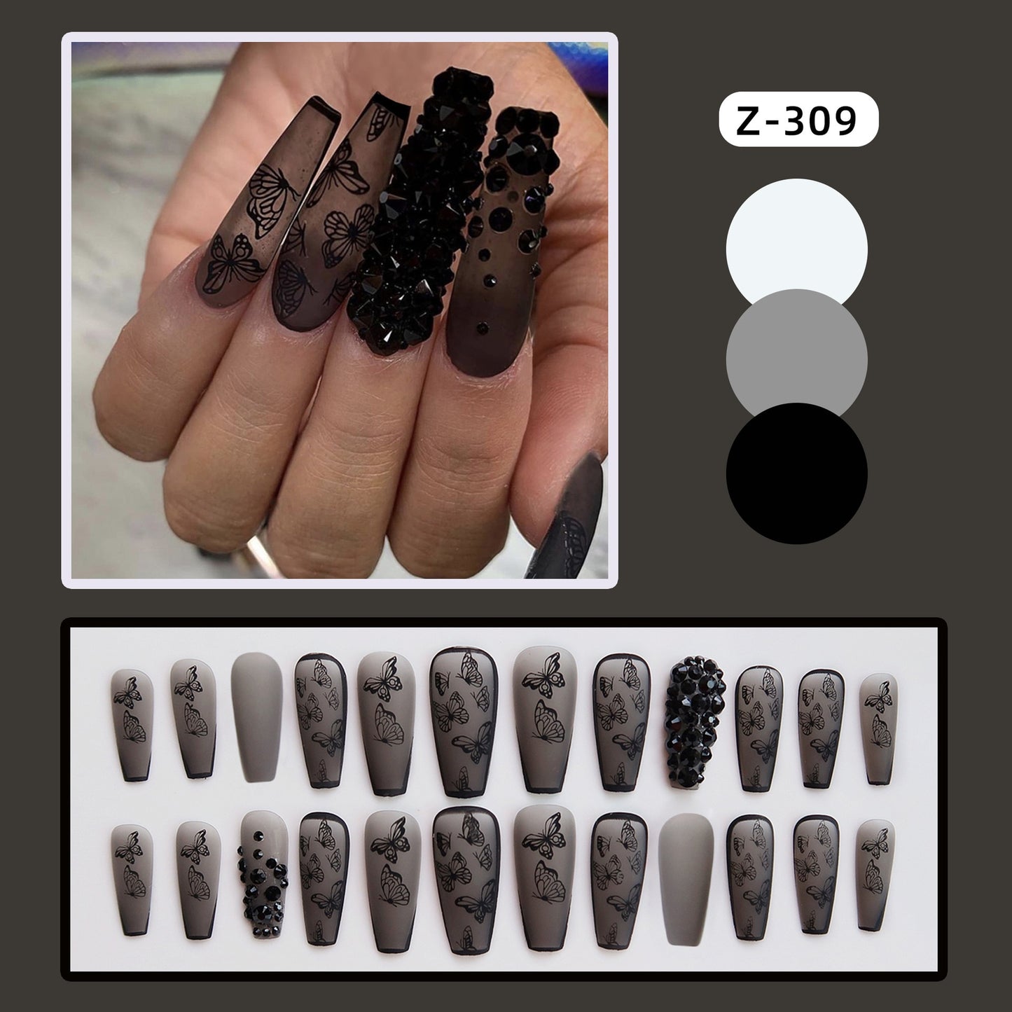 Long Coffin False Nails - Orchid Unique