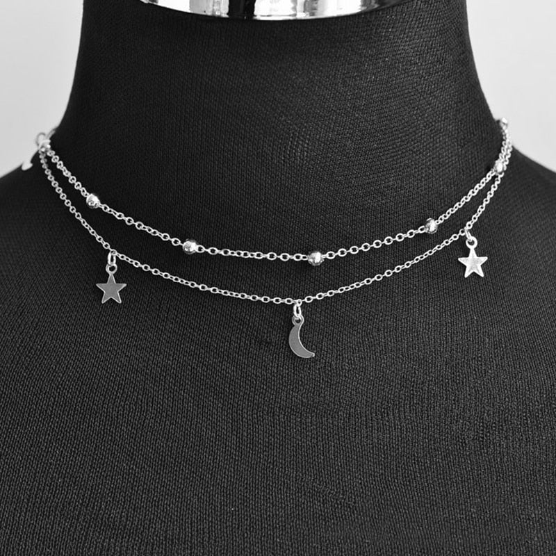 Dainty Necklace Double Layer Beads Tassel Clavicle Chain - Orchid Unique