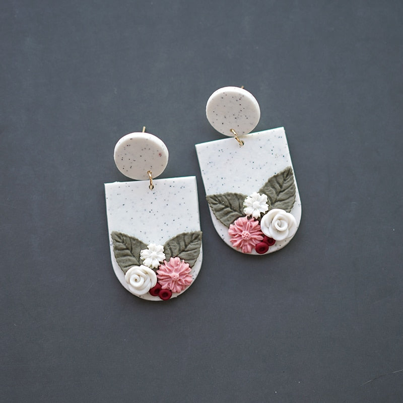 Handmade Crafts Molded Floral Earrings - Orchid Unique