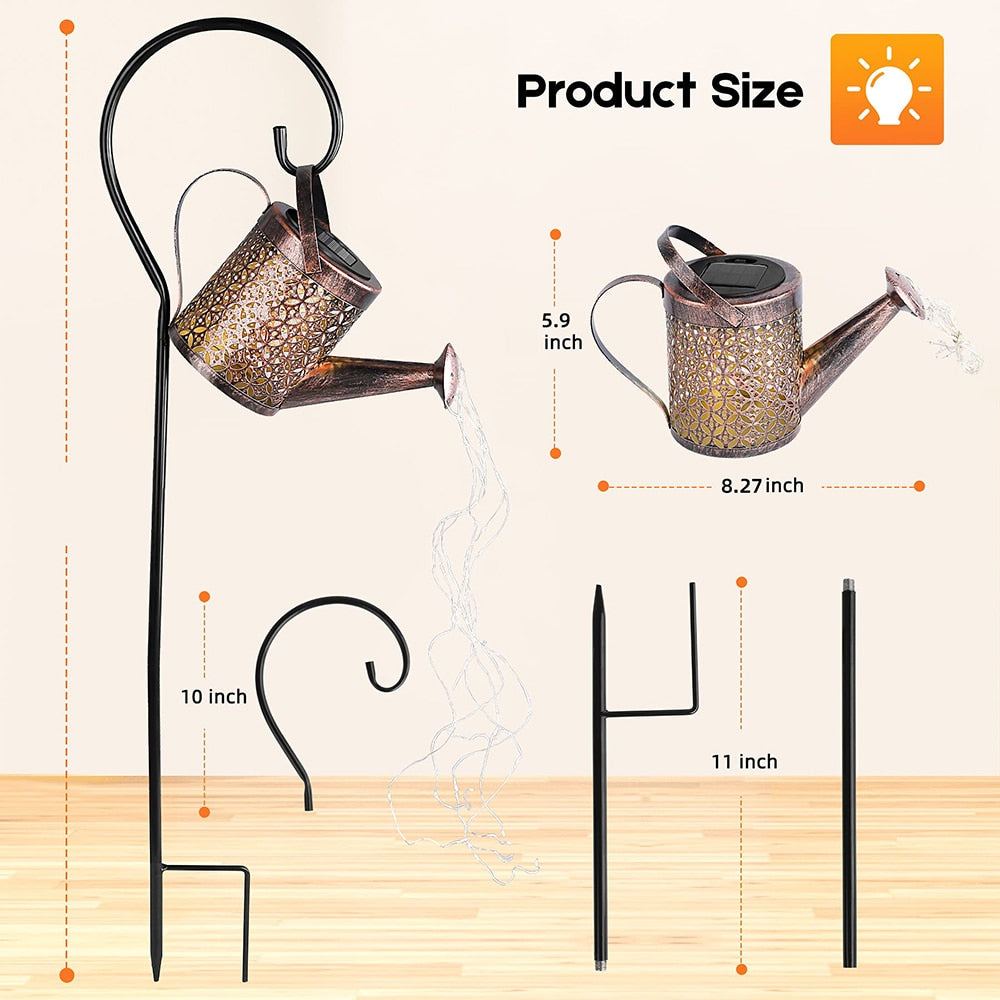 Solar Watering Can Light Hanging - Orchid Unique