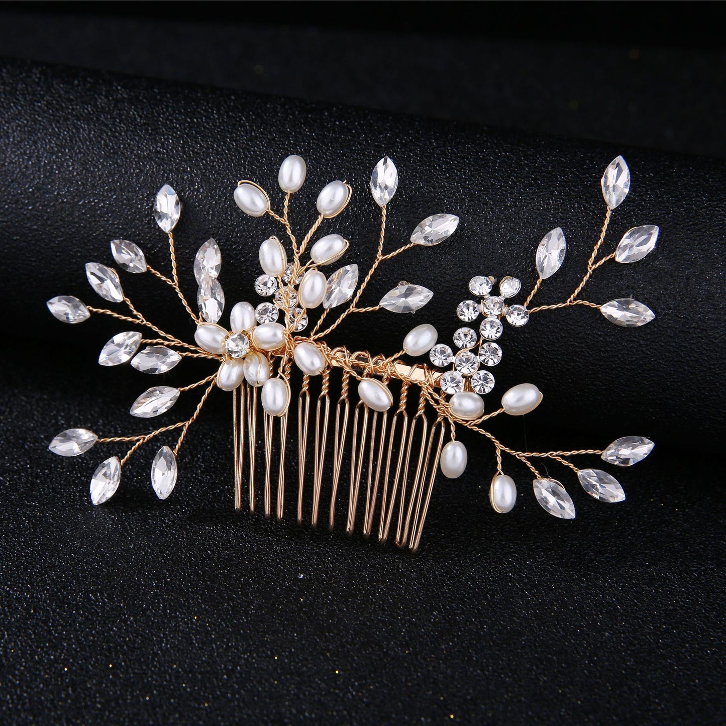 Rhinestone Bridal Hair Comb Pearl Tiaras - Orchid Unique