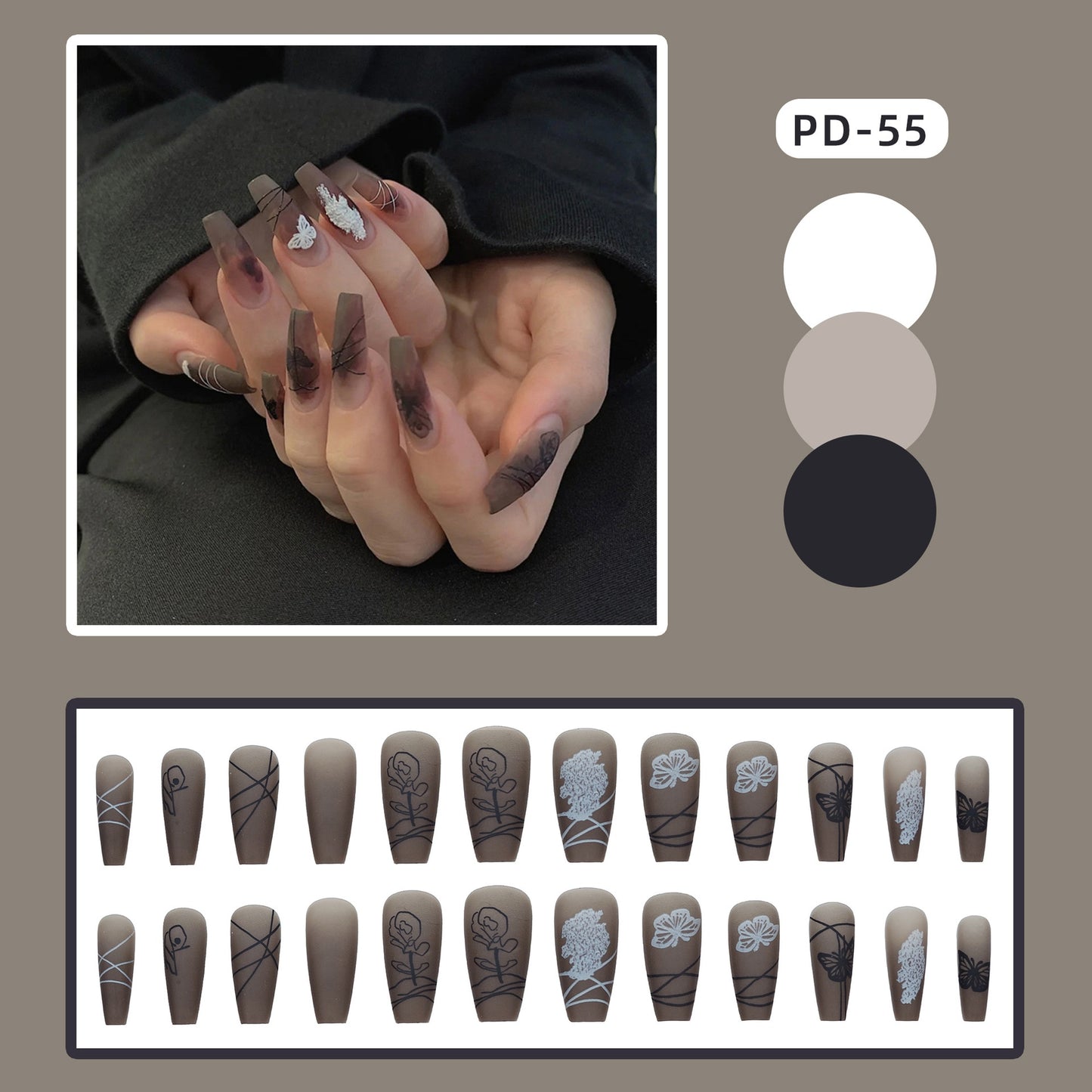 Short Wear Tips Nail False Patch - Orchid Unique