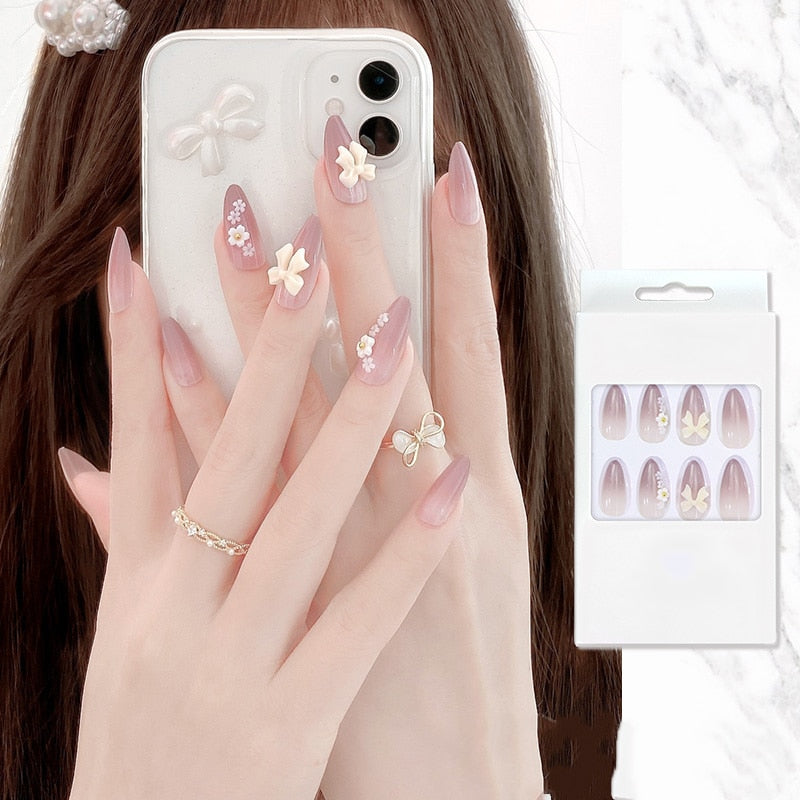 Mid-length Stiletto Nail Tips - Orchid Unique