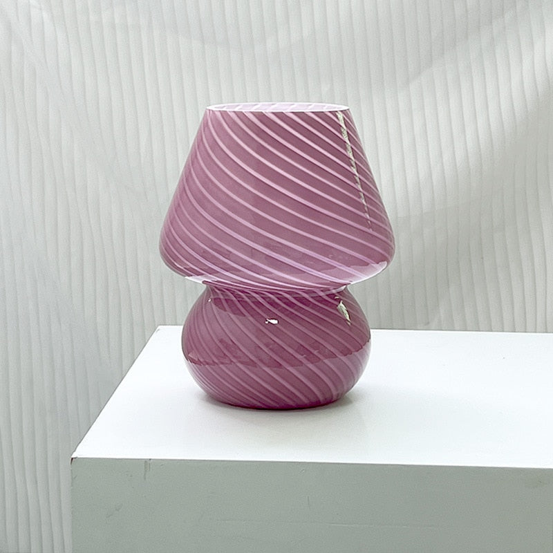 Striped Mushroom Glass LED Desk Lamp - Orchid Unique