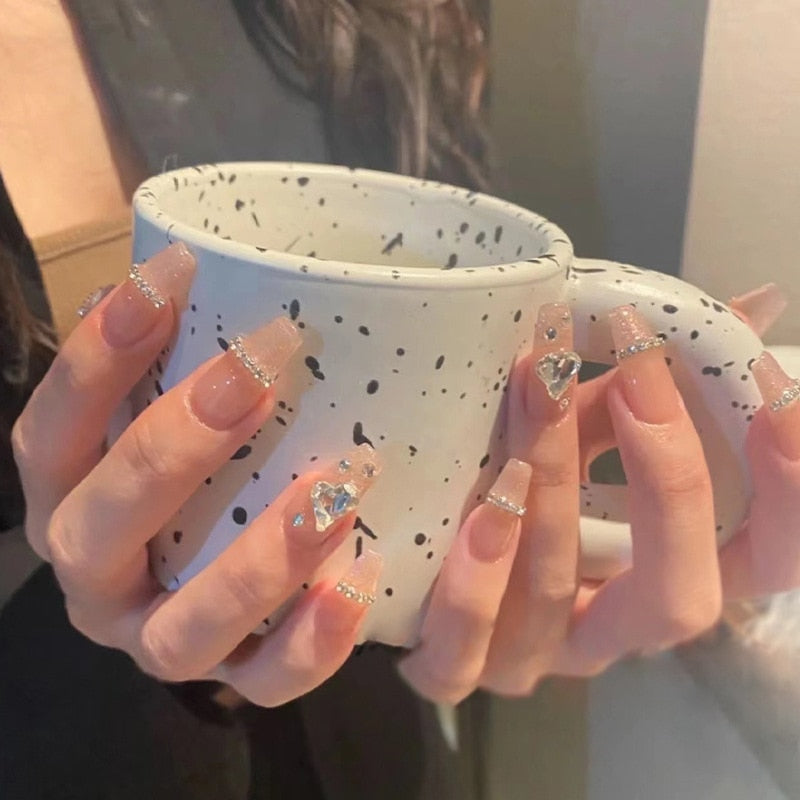 False Nails Coffin Almond Artificial Fake Nails - Orchid Unique