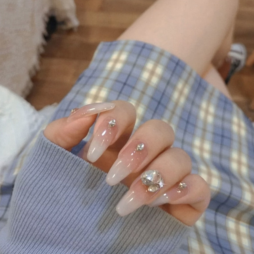 Rhinestone Design Artificial Nails - Orchid Unique