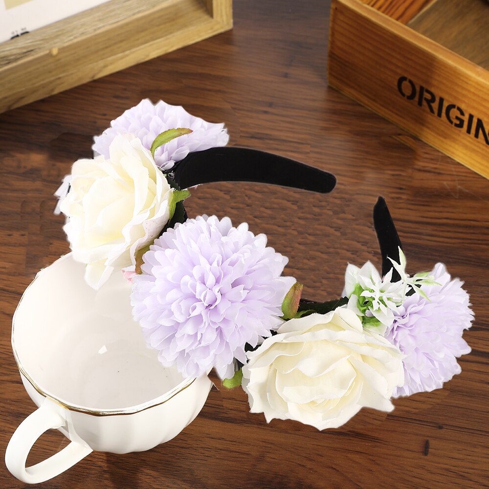 Haimeikang Colorful Flower Headband Fabric Princess Headdresses Girls Bride Headband Women Beach Wedding Hair Accessories - Orchid Unique