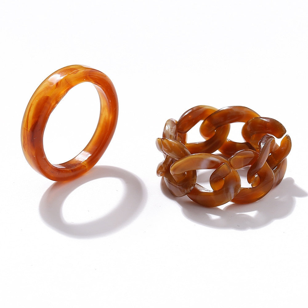 3pcs/set Acrylic Ring Set - Orchid Unique