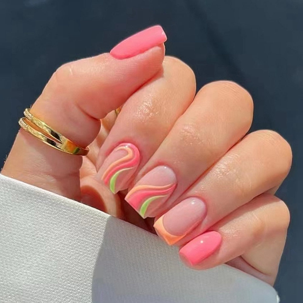 Short Round/Square Head False Nails - Orchid Unique