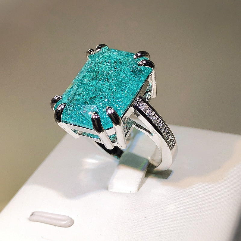 Luxury Emerald Paraiba Gemstone Ring - Orchid Unique