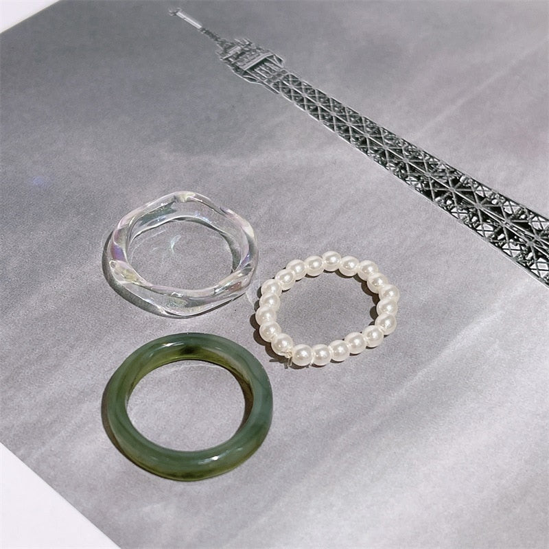 3pcs/set Acrylic Ring Set - Orchid Unique
