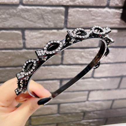 Fashion Pearl Non-Slip Rhinestone Hairbands Elastic Flower Women Hair Hoop Bands Headband Bezel Girls Hair Accessories Headdress - Orchid Unique