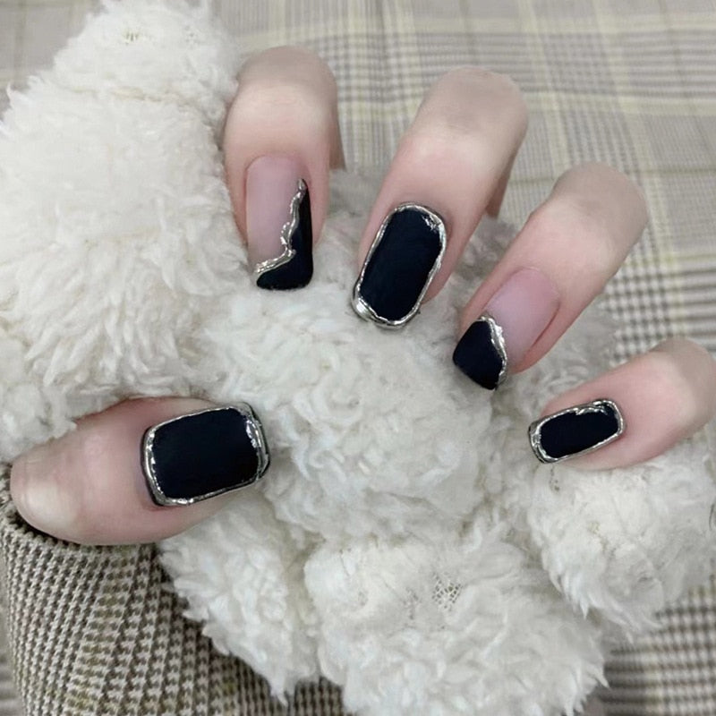 False Nails Coffin Almond Artificial Fake Nails - Orchid Unique