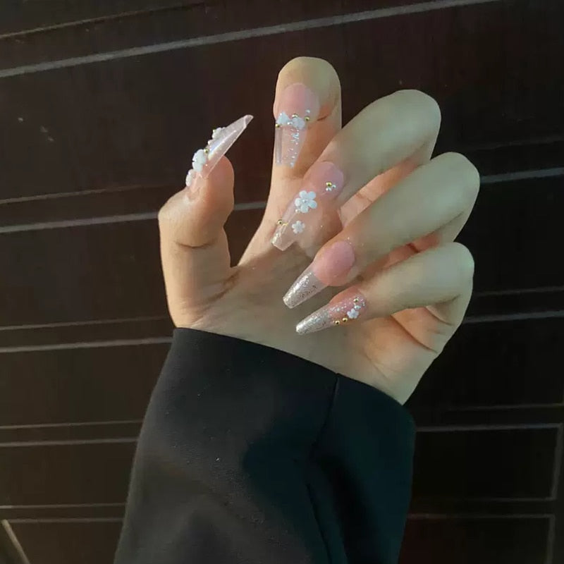 Glitter Press On Nails Korean Style - Orchid Unique