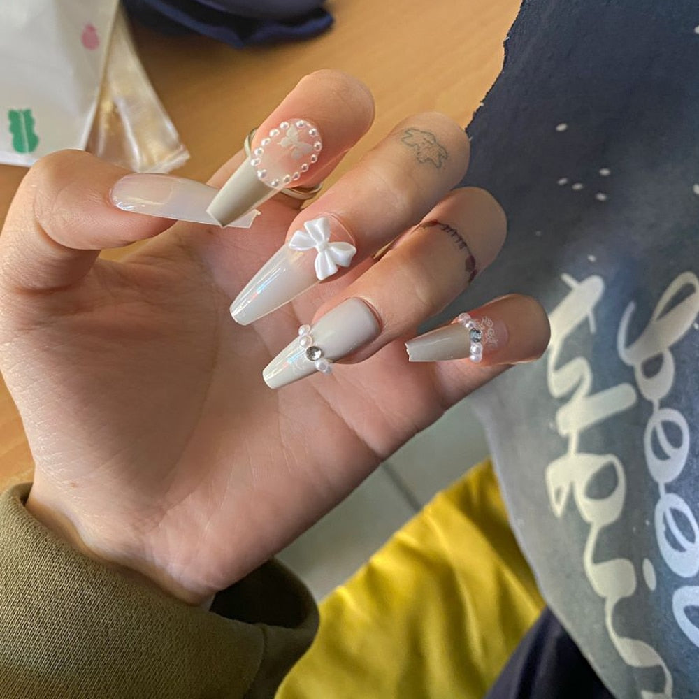 Glitter Press On Nails Korean Style - Orchid Unique