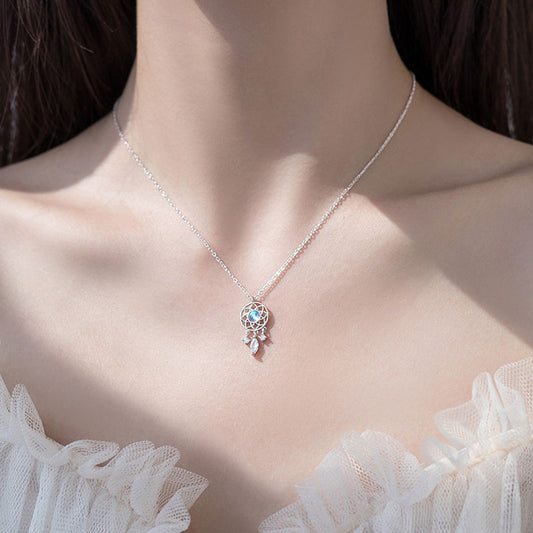 Tassel Moonstone Charm Necklace - Orchid Unique