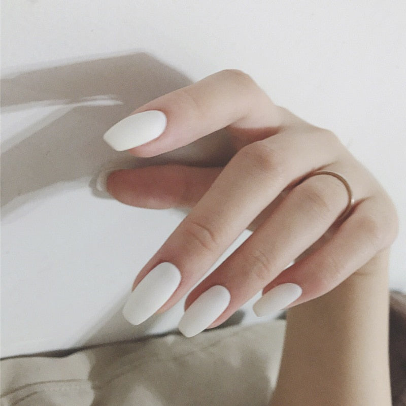 Short Coffin Fake Nails - Orchid Unique