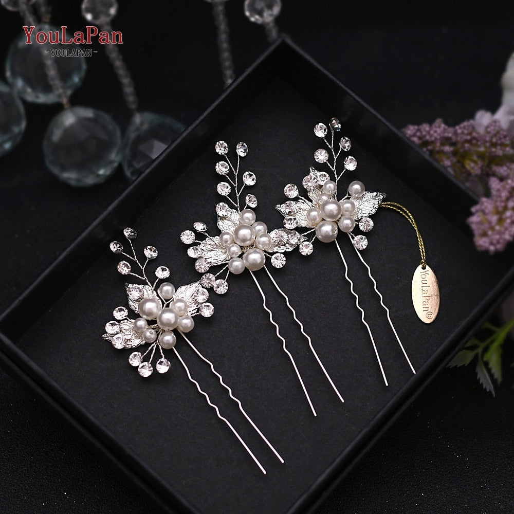 YouLaPan HP133 Rhinestone Crystal Bridal Hair Accessories Women Hair Comb Bride Hair Clips Flower Hair Pins Party Headpiece - Orchid Unique