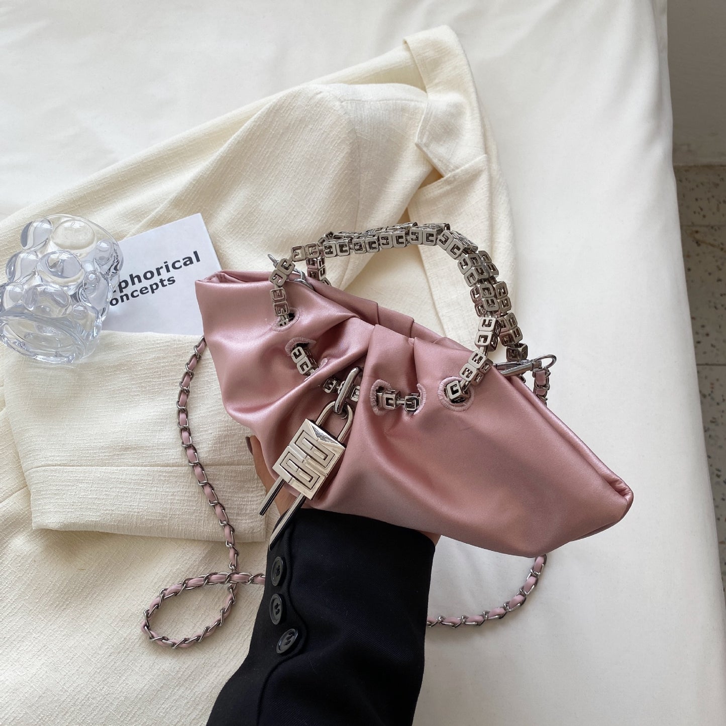 Silk Folds Chain and Jewelry Bag - Orchid Unique