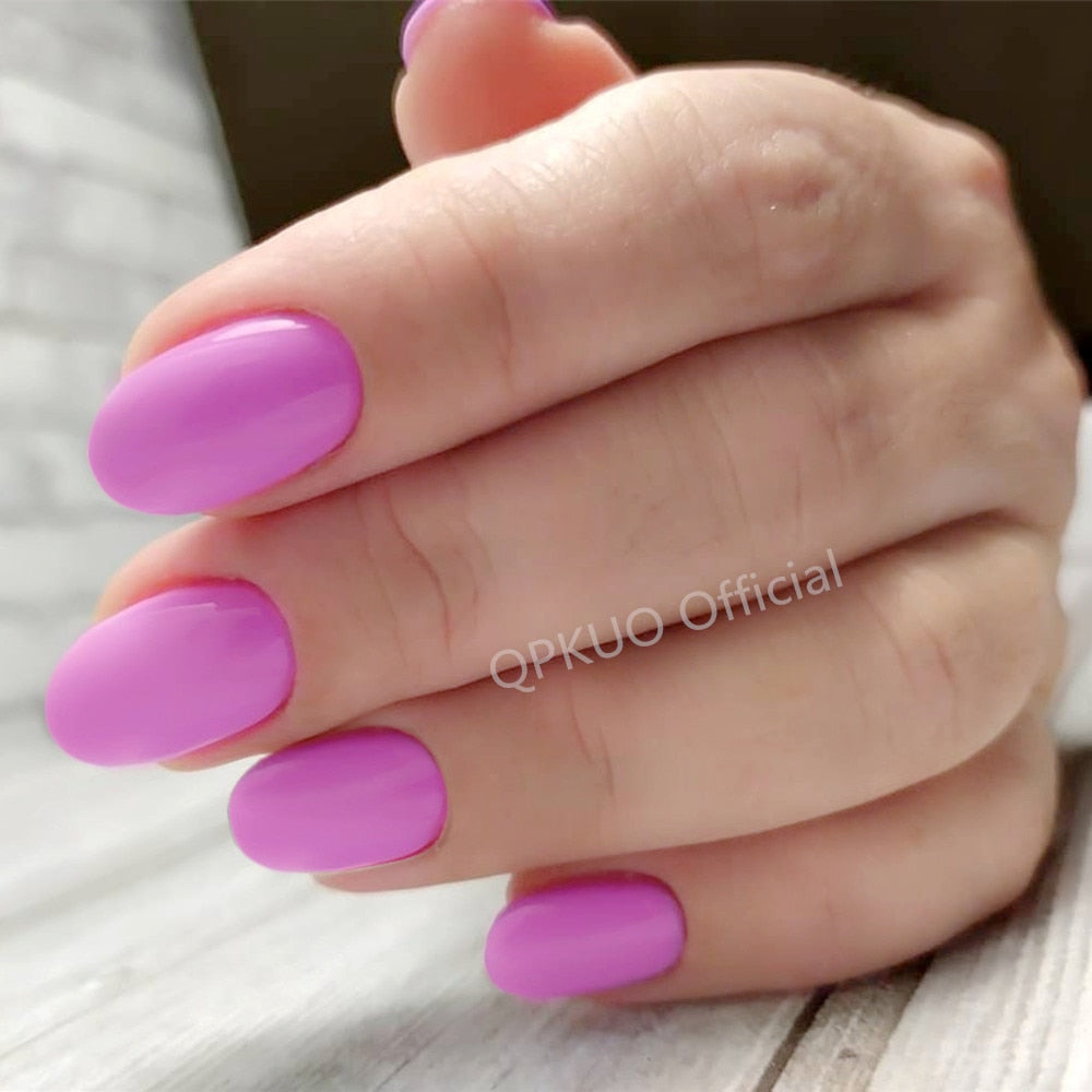 Shiny Short Fake Nails - Orchid Unique