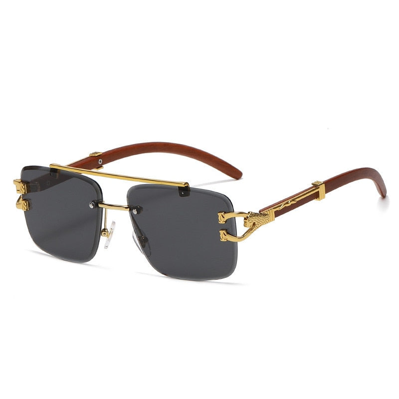 Retro Wood Printing Square Sunglasses - Orchid Unique