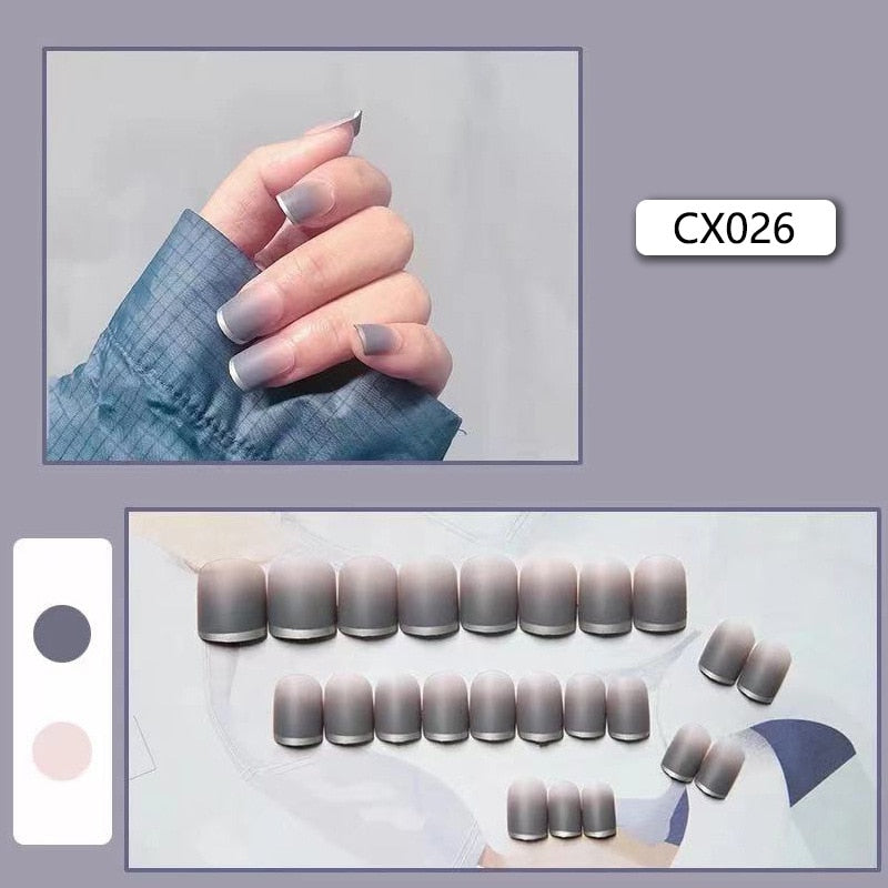 Short Reusable Fake Nails Press on - Orchid Unique