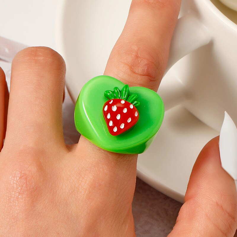 4Pcs/Set Colorful Sweet Acrylic Rings - Orchid Unique