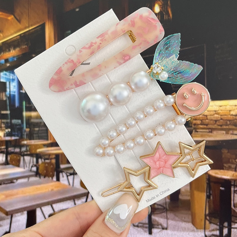 Fashion Pearl Acrylic Hair Clips - Orchid Unique