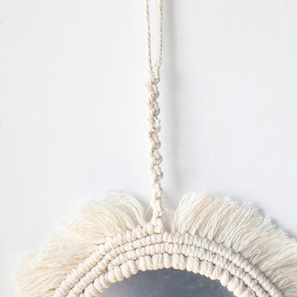 Boho Wall-Decorative Mirror Macrame Fringe - Orchid Unique