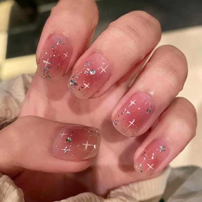 False Nails Coffin Almond Artificial Fake Nails - Orchid Unique