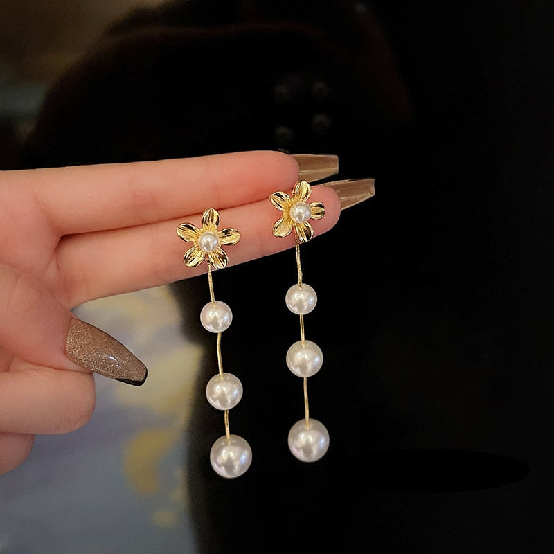 Crystal  Flower Pendant Earrings - Orchid Unique