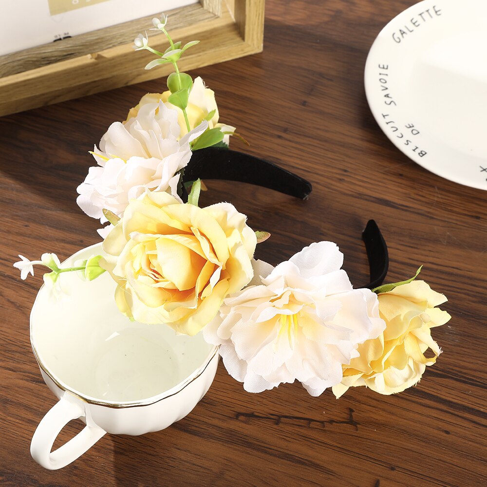 Haimeikang Colorful Flower Headband Fabric Princess Headdresses Girls Bride Headband Women Beach Wedding Hair Accessories - Orchid Unique