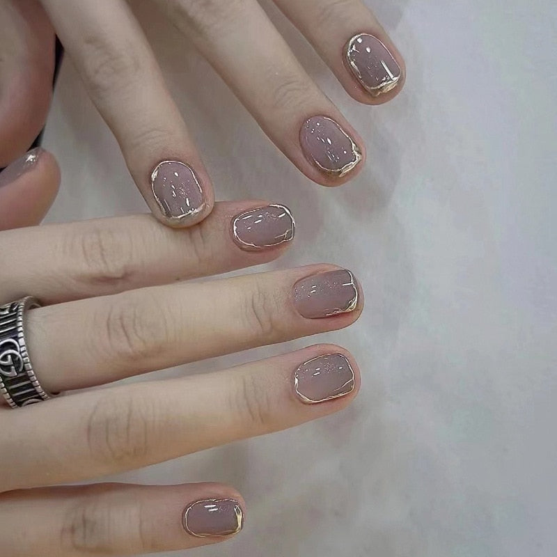 False Nails Coffin Almond Artificial Fake Nails - Orchid Unique