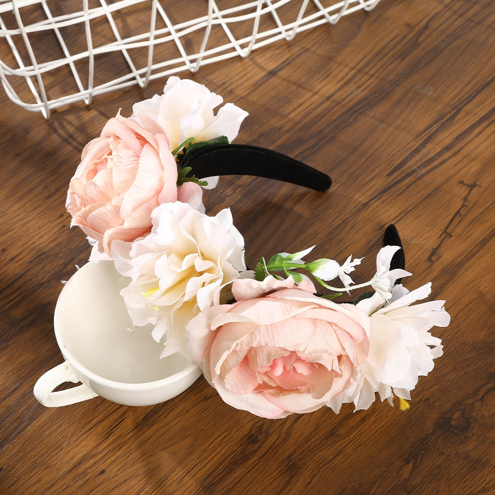 Haimeikang Colorful Flower Headband Fabric Princess Headdresses Girls Bride Headband Women Beach Wedding Hair Accessories - Orchid Unique