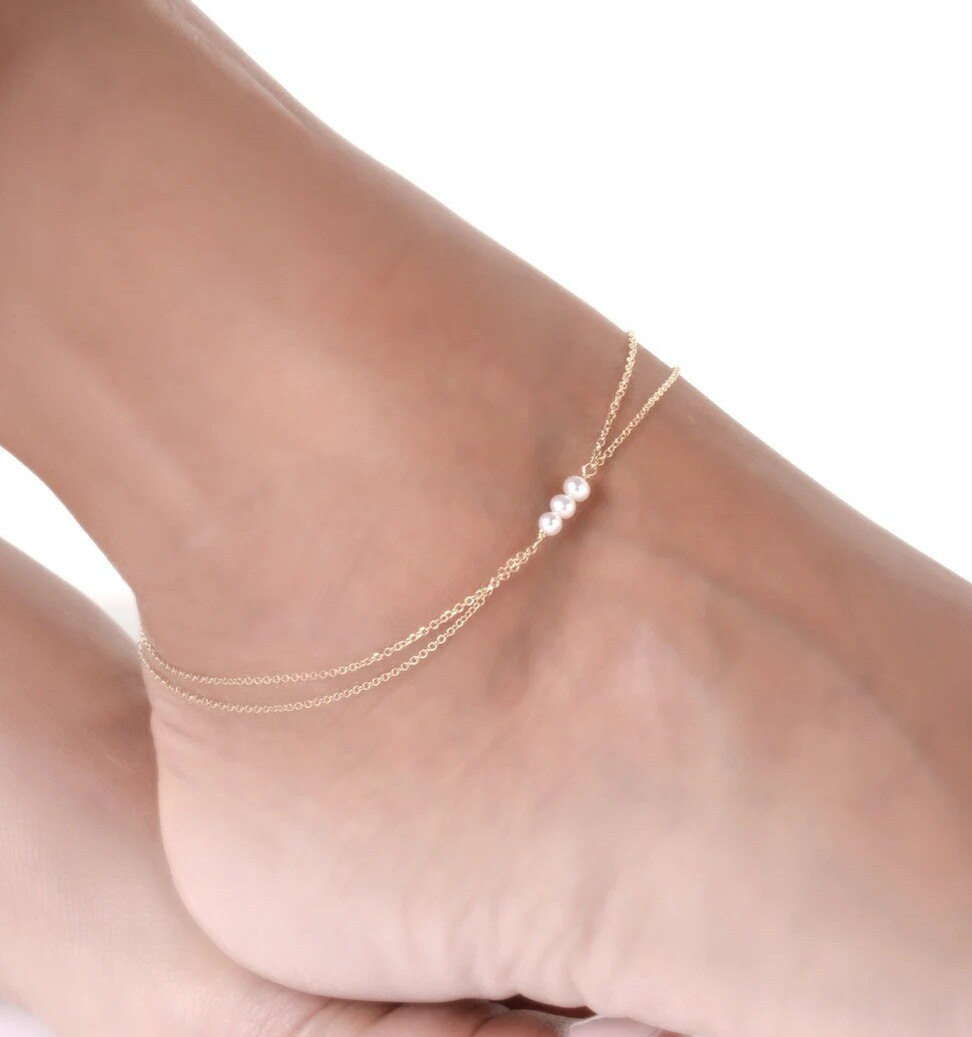 Chakra Gemstone & Lotus Charm Anklet - Orchid Unique