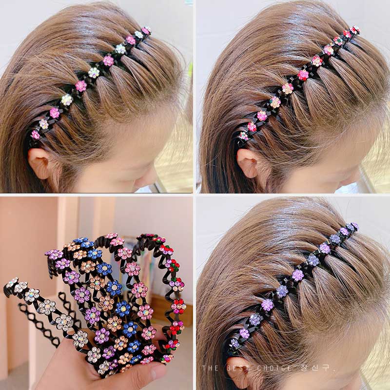 Fashion Pearl Non-Slip Rhinestone Hairbands Elastic Flower Women Hair Hoop Bands Headband Bezel Girls Hair Accessories Headdress - Orchid Unique