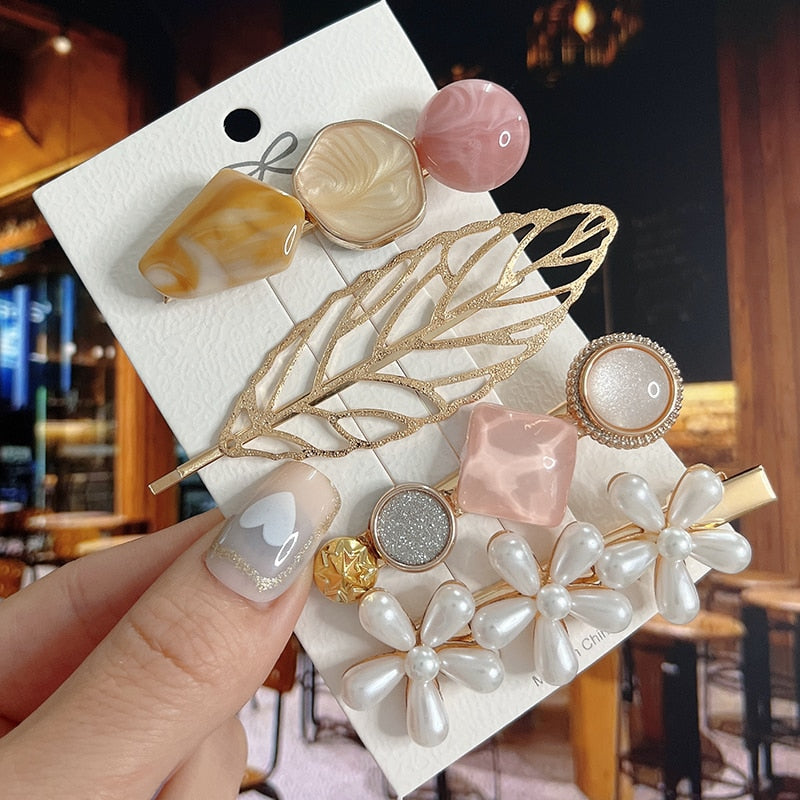 Fashion Pearl Acrylic Hair Clips - Orchid Unique
