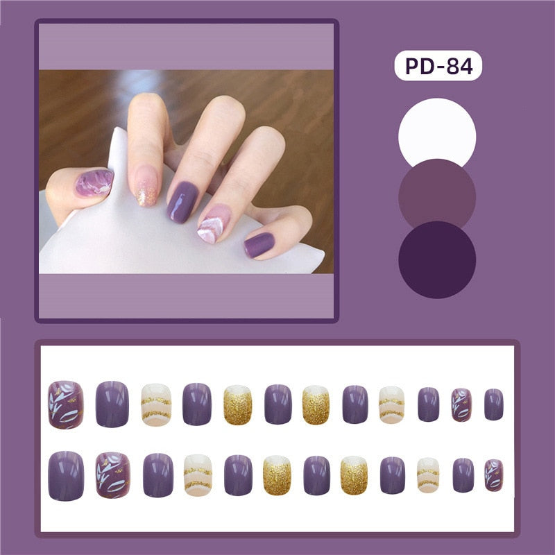 Short Wear Tips Nail False Patch - Orchid Unique
