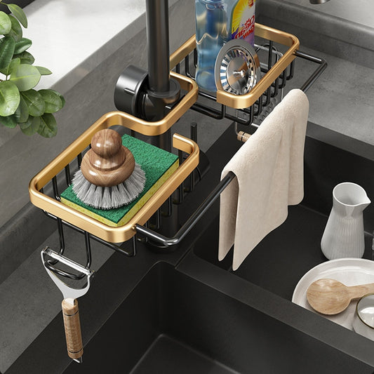 Aluminum Sink Drain Rack & Sponge Storage - Orchid Unique