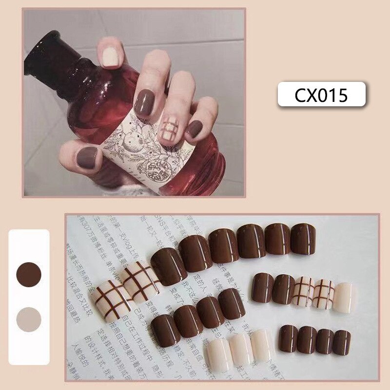 Short Reusable Fake Nails Press on - Orchid Unique