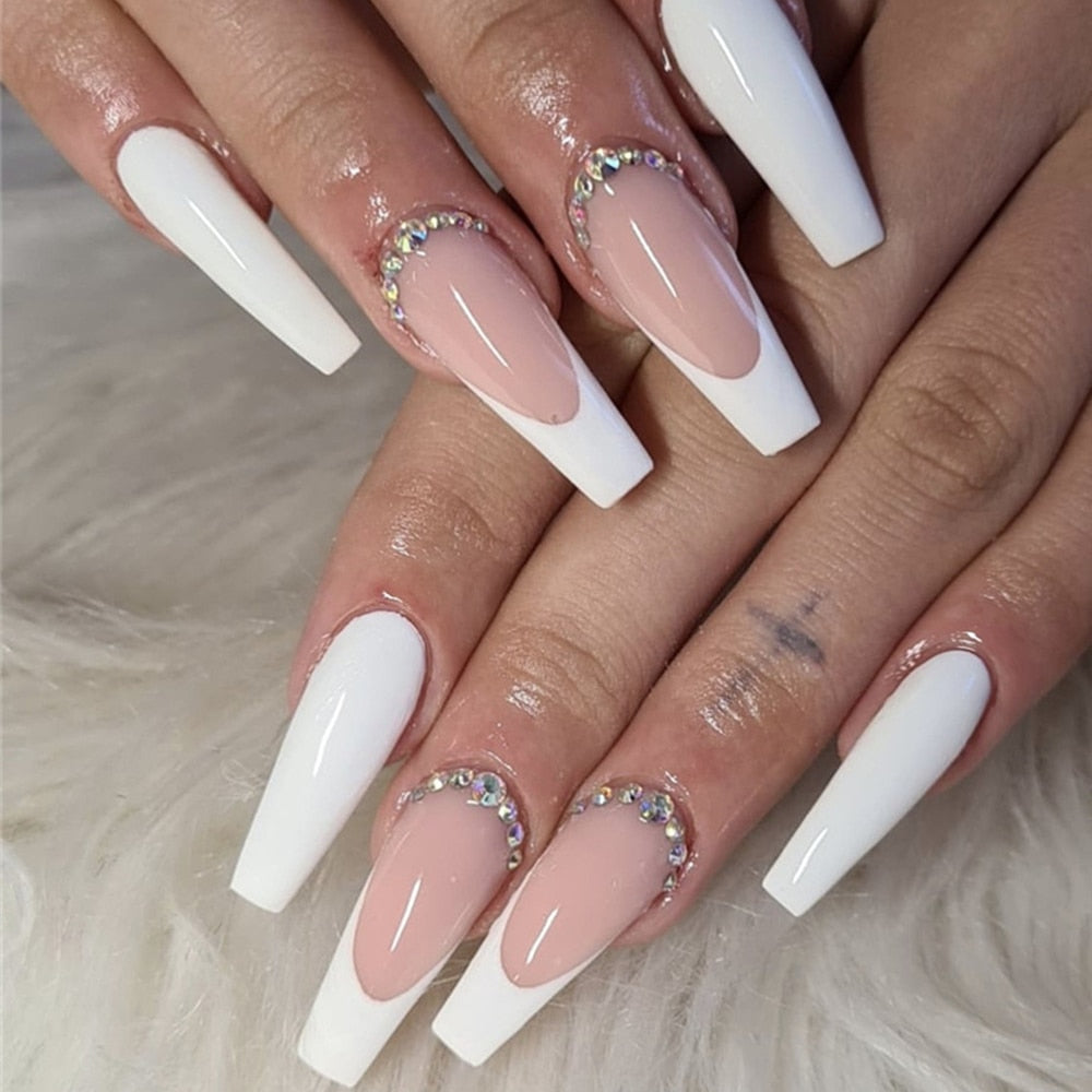 Rhinestone Design Artificial Nails - Orchid Unique